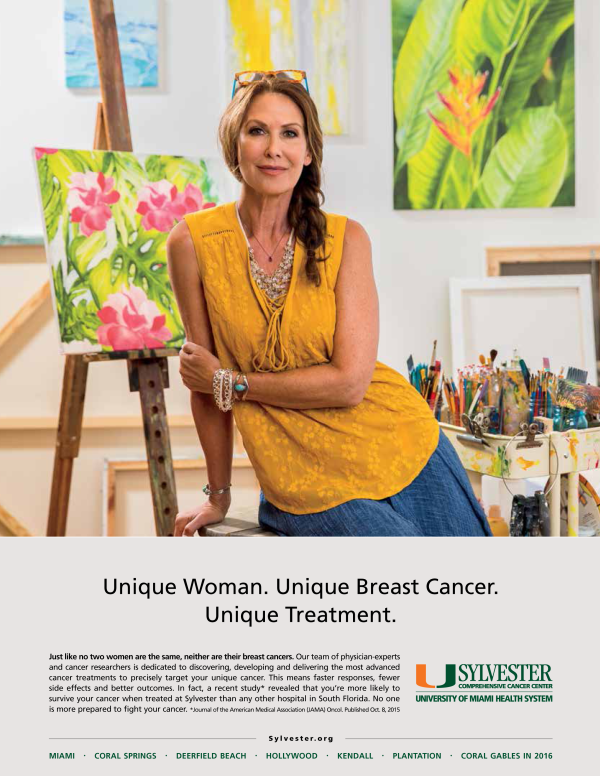 portrait of female painter in studio advertising photography for sylvester cancer center