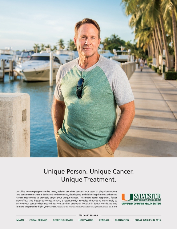 advertising campaign photography for Sylvester Cancer center, featuring portrait of boater at Miami marina